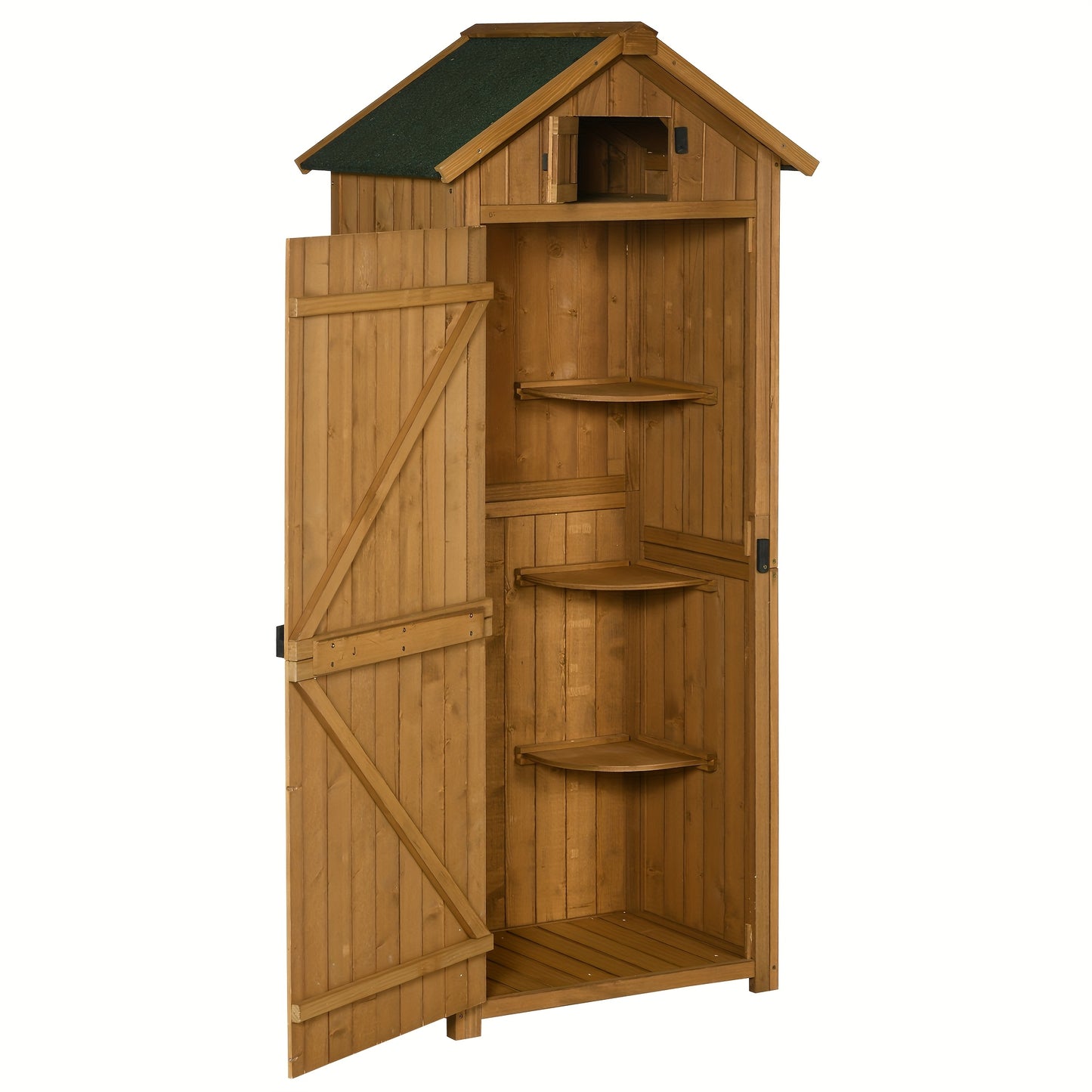 Tuinhuisje – Tuinkastje – Gereedschapsschuur – Tuinschuur – Berging – Hout – Asfalt Dak – Met Raam – 77x54,2x179 cm – Geel Groen