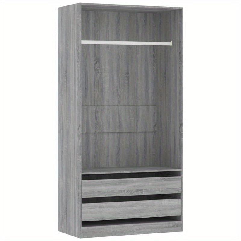 Kast – Garderobekast – Opbergkast – Kledingkast – Bergkast – Grijze Sonoma Eiken Look – Behandeld Hout – 100x50x200 cm – Weerbestendig – Vrijstaand