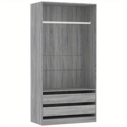 Kast – Garderobekast – Opbergkast – Kledingkast – Bergkast – Grijze Sonoma Eiken Look – Behandeld Hout – 100x50x200 cm – Weerbestendig – Vrijstaand