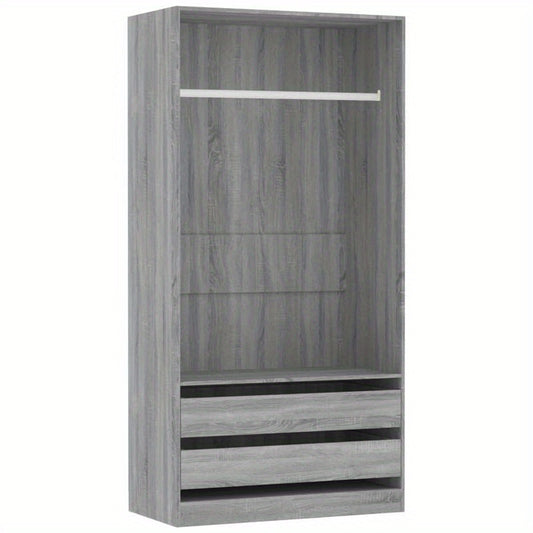 Kast – Garderobekast – Opbergkast – Kledingkast – Bergkast – Grijze Sonoma Eiken Look – Behandeld Hout – 100x50x200 cm – Weerbestendig – Vrijstaand