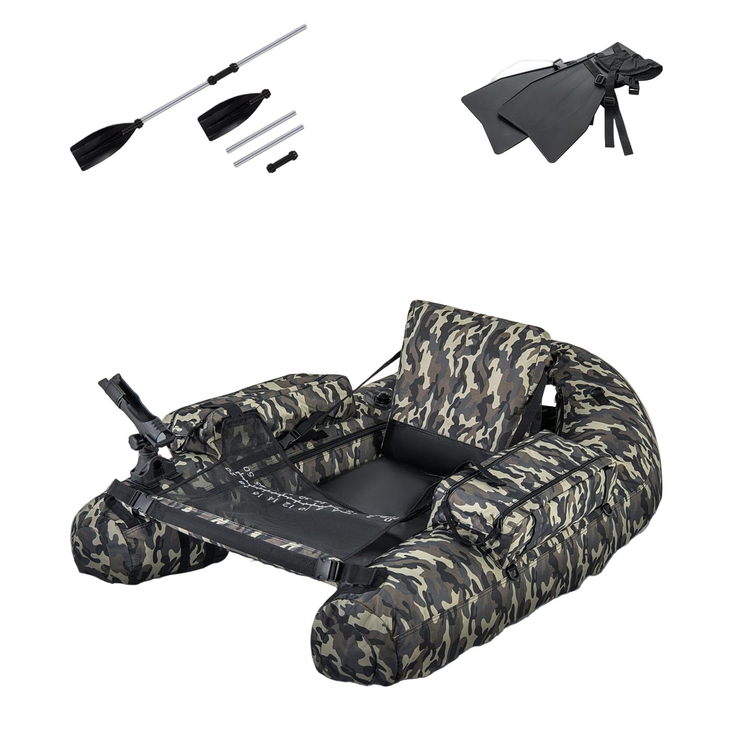 Opblaasboot – Rubberboot – Visboot – Roeiboot – Bellyboot – 150 kg Draagvermogen – Inclusief Hengelhouder en Vismaat