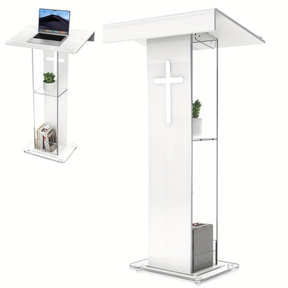 Spreekgestoelte – Podium – Lessenaar – Katheder – Presentatiestand – Acryl 10mm Dikte – Versterkte IJzeren Basis – Schuin Werkblad 60x40 cm