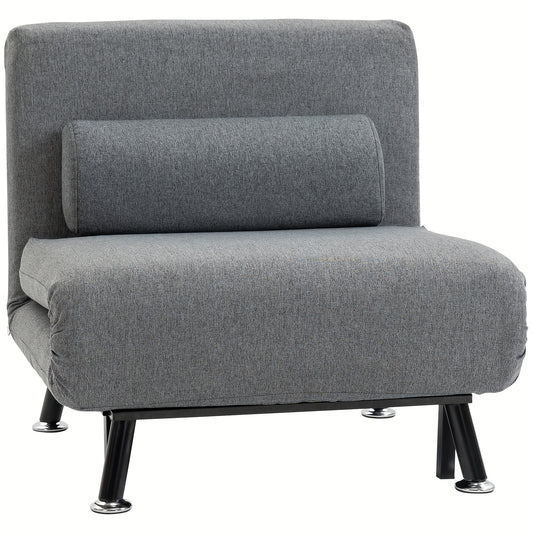 Relaxfauteuil – Loungefauteuil – Verstelbare Stoel – Relaxstoel – Fauteuil Met Bedfunctie – Donkergrijs – Verstelbare Rugleuning – Metalen Frame