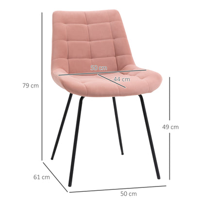 Eetkamerstoelen – Stoelen – Accentstoelen – Keukenstoelen – Retro Stoelen – Fluwelen Bekleding – Afmetingen 50x61x79 cm – Set van 2 – Roze