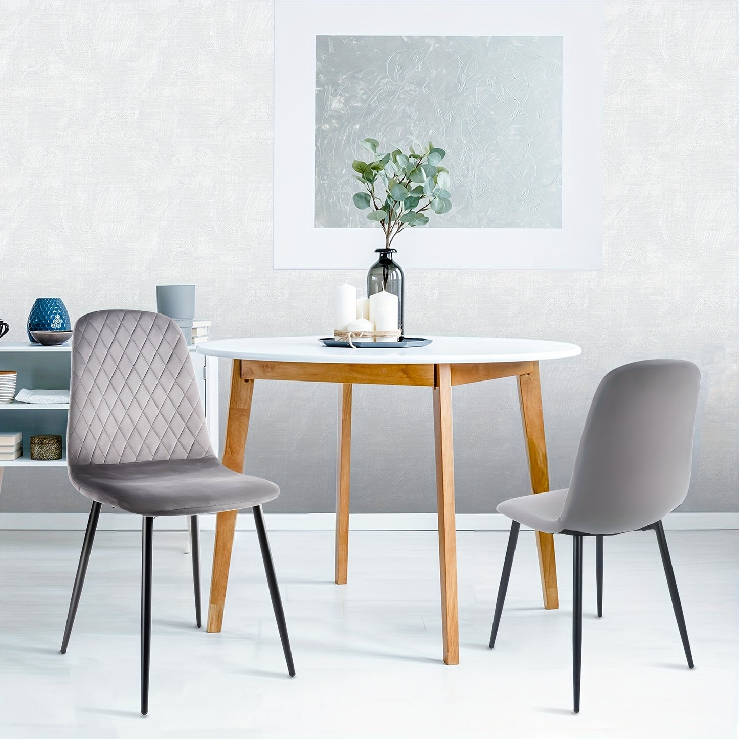 Eetkamerstoel – Stoel – Kuipstoel – Designstoel – Zonder armleuningen – Fluwelen bekleding – Duurzaam metalen frame