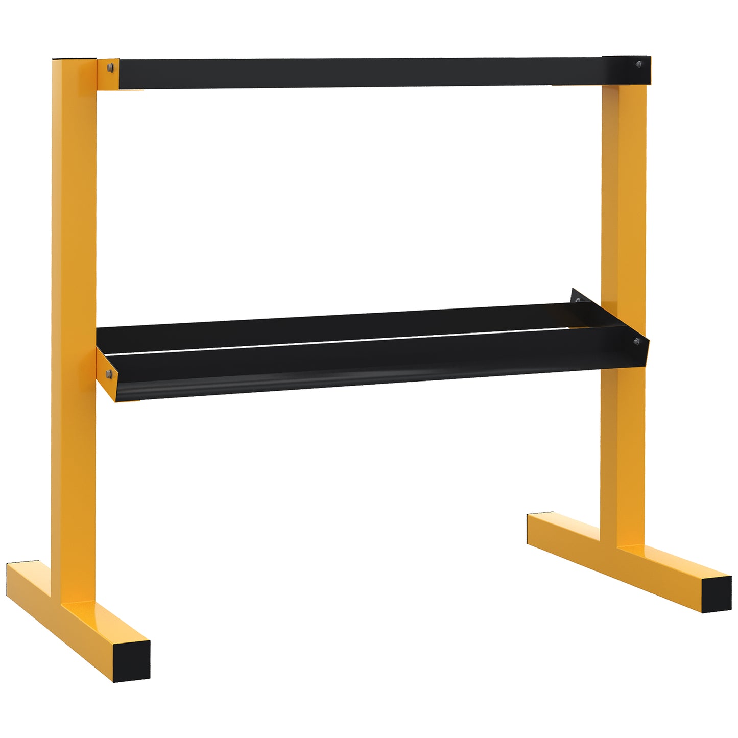 Halterrek – Dumbbellrek – Gewichtenrek – Dumbbellhouder – Halterstandaard – Stalen Frame – 2 Leggers Tot 270 kg – Geel 92,5x50,5x80,5 cm