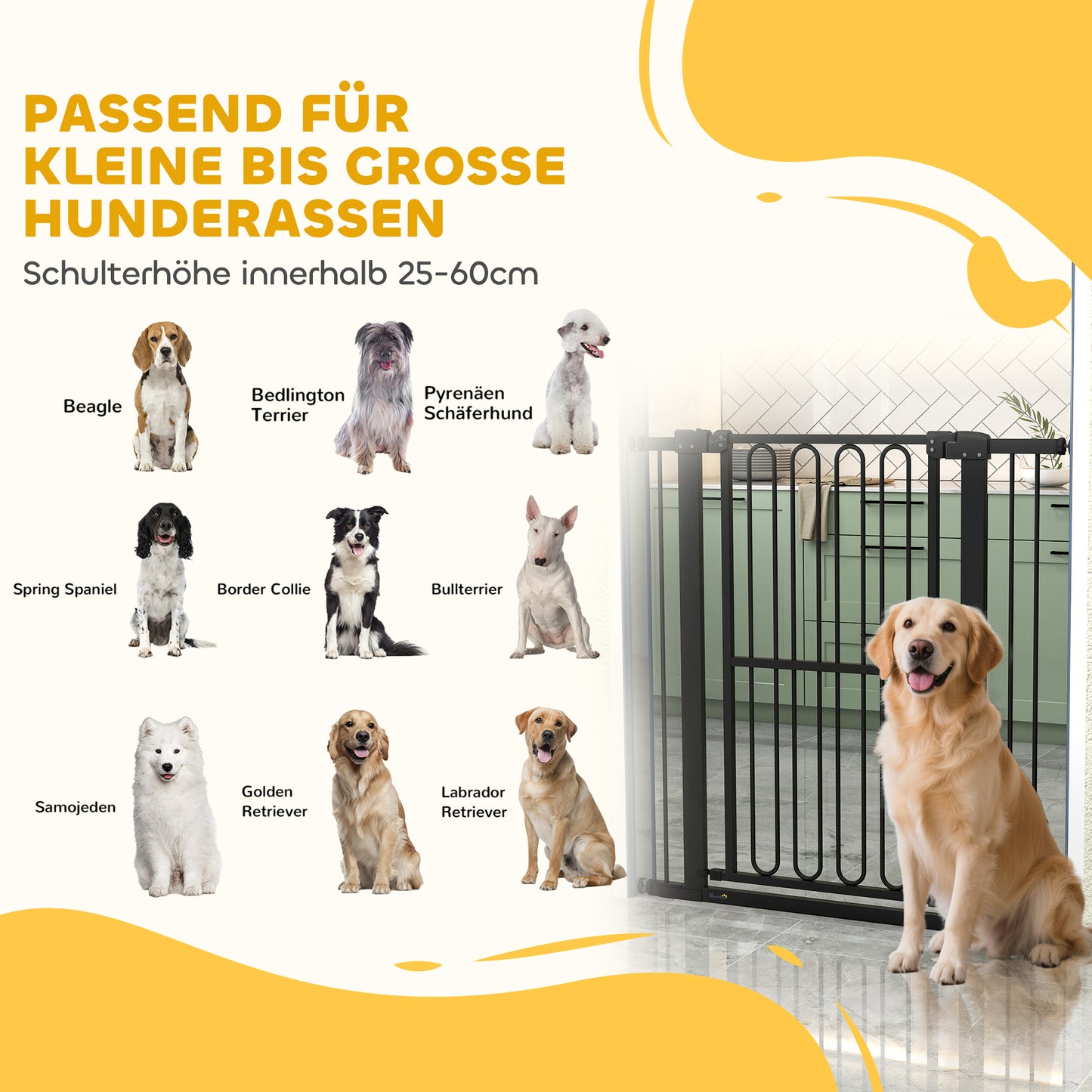 Deurbeveiliging Hondenhek – Traphekje – Huisdier Barrière – Honden Barrière – Verstelbaar Hek Zwart – 76-104 cm Breedte – Drukmontage Zonder Boren