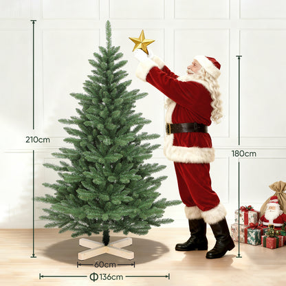 210 cm Artificial PVC Fir Tree | Stable Cross Base, Easy to Assemble, Ideal for Christmas Celebrations, Classic Style by SALCAR