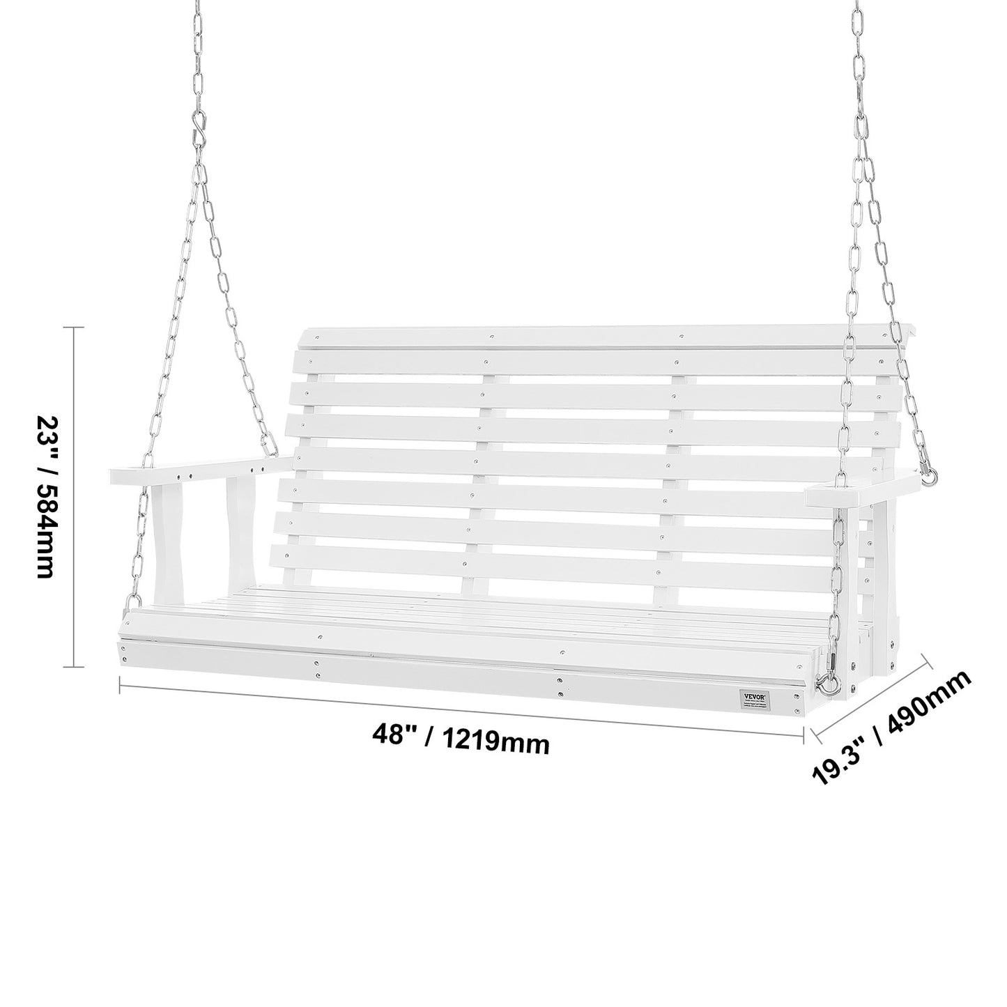 Houten Schommelbank – Porch Swing – Tuinbank – Schommelstoel – Veranda Bank – 4,5 ft – Massief Vurenhout – Weerbestendig Met Stalen Kettingen