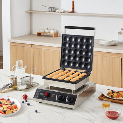 Poffertjespan – Poffertjesmaker – Mini Pannenkoekenpan – Dorayaki Bakker – Elektrische Poffertjesmaker – 25 Poffertjes – 1700W Hoog Vermogen – Roestvrij Stalen Anti-aanbaklaag