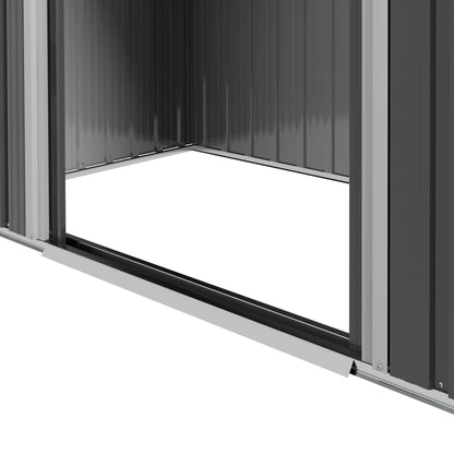 Metalen Tuinschuur – Tuinberging – Tuingereedschap Opslag – Tuinbox – Buitenopslag – 2,1 m² Ruimte – Ventilatie Met 4 Openingen – Dubbele Schuifdeuren Met Slot – Donkergrijs