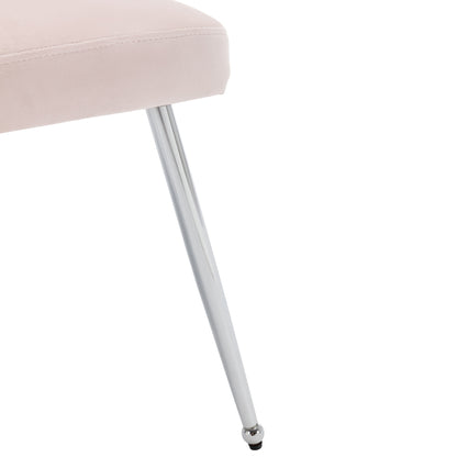 Set of 2 Modern Pink Upholstered Armchairs with Lumbar Cushion - Soft Pastel Pink Button-Tufted Backrest, Sturdy Metal Legs & White Frame, Easy-Clean Fabric for Dining Room, Living Room, - Space-Saving Lounge Chairs (No Wood