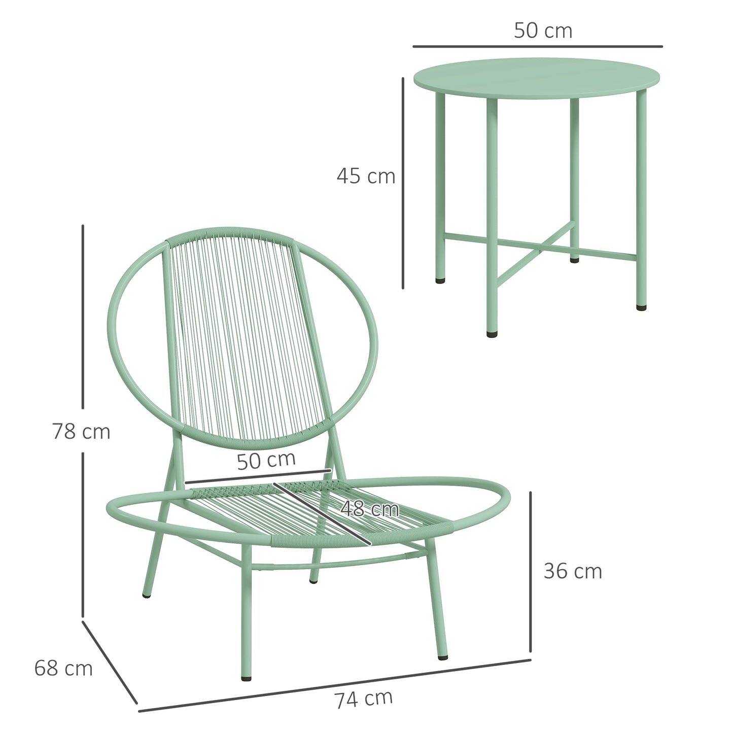 Bistroset – Tuinset – Balkonset – Tuinmeubelen – Buitenmeubel – Weerbestendig Polyrattan – Schelpvormige Stoelen – Compacte Tafel – Groen