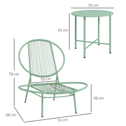 Bistroset – Tuinset – Balkonset – Tuinmeubelen – Buitenmeubel – Weerbestendig Polyrattan – Schelpvormige Stoelen – Compacte Tafel – Groen
