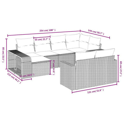 Tuinmeubelset – Lounge Set – Buitenmeubels – Terrasmeubilair – Balkonmeubels – 10-delig – Weerbestendig Poly Rattan – Comfortabele Afneembare Kussens Hellgrijs