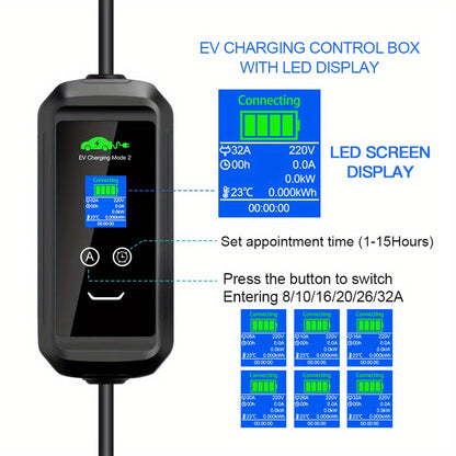 Oplader elektrische auto – EV-lader – Laadkabel – Laadstation – Thuislader – 7,2 kW 1-fase – TPU Laadkabel 5m met Muurbevestiging
