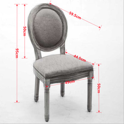 Dining chairs, French-style frame with Vintage oil painting-inspired linen upholstered backrest, set of two, deep grey, comfortable and durable.