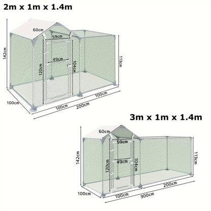 2/3m² Outdoor Chicken Run Coops with Security Lock, Galvanised Steel Frame, PVC Coated Nets & Sun Protection PE Shade Roof for Chicken Cage Poultry for Bird Small Animals Pets