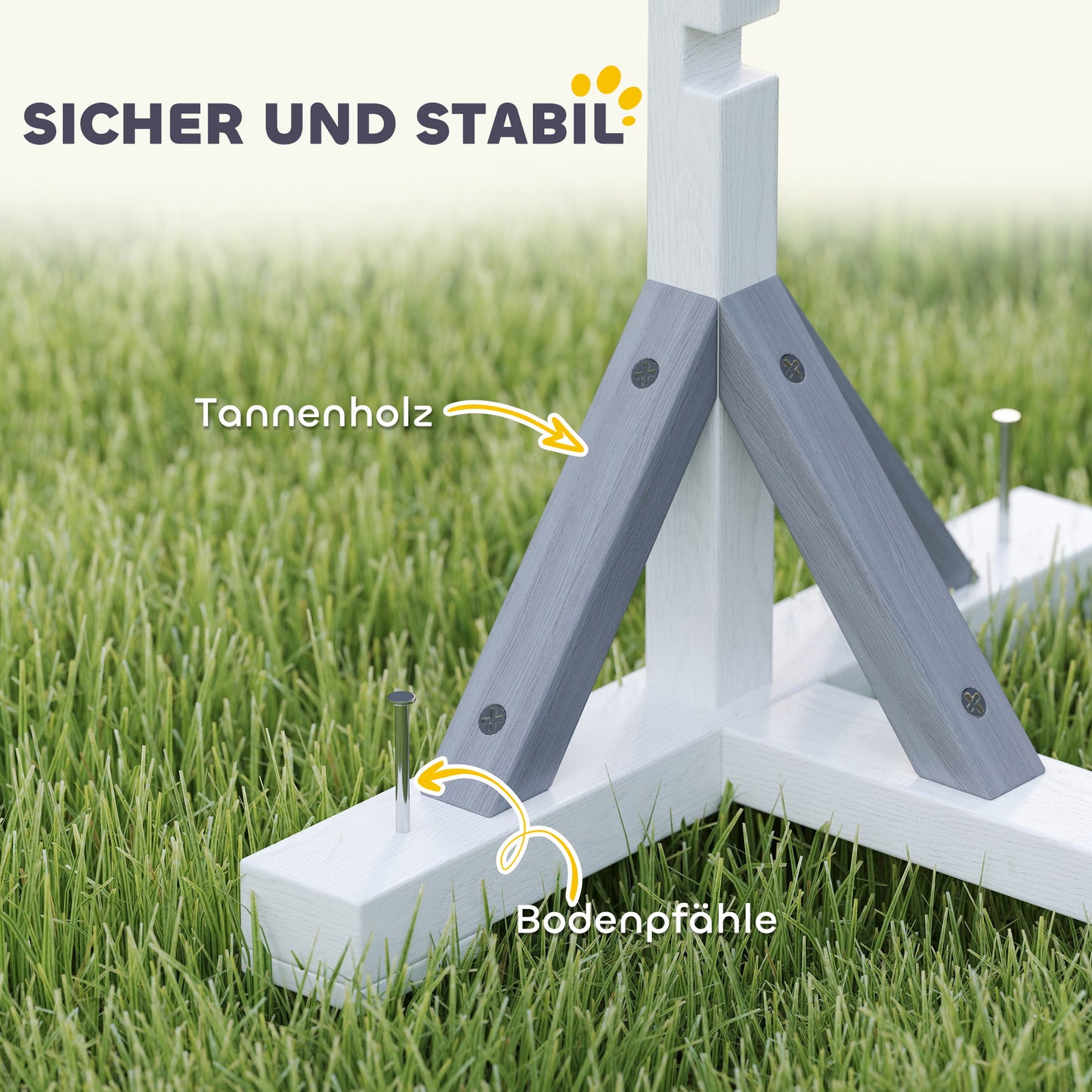 Agilityset hond – Behendigheidsset – Hondentraining – Horden – Springring – 4-delig – Verstelbare Hoogte 21-61 cm – Gemaakt van Duurzaam Grenenhout en Plastic