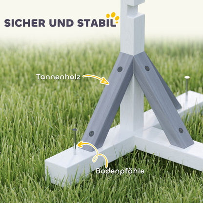 Agilityset hond – Behendigheidsset – Hondentraining – Horden – Springring – 4-delig – Verstelbare Hoogte 21-61 cm – Gemaakt van Duurzaam Grenenhout en Plastic