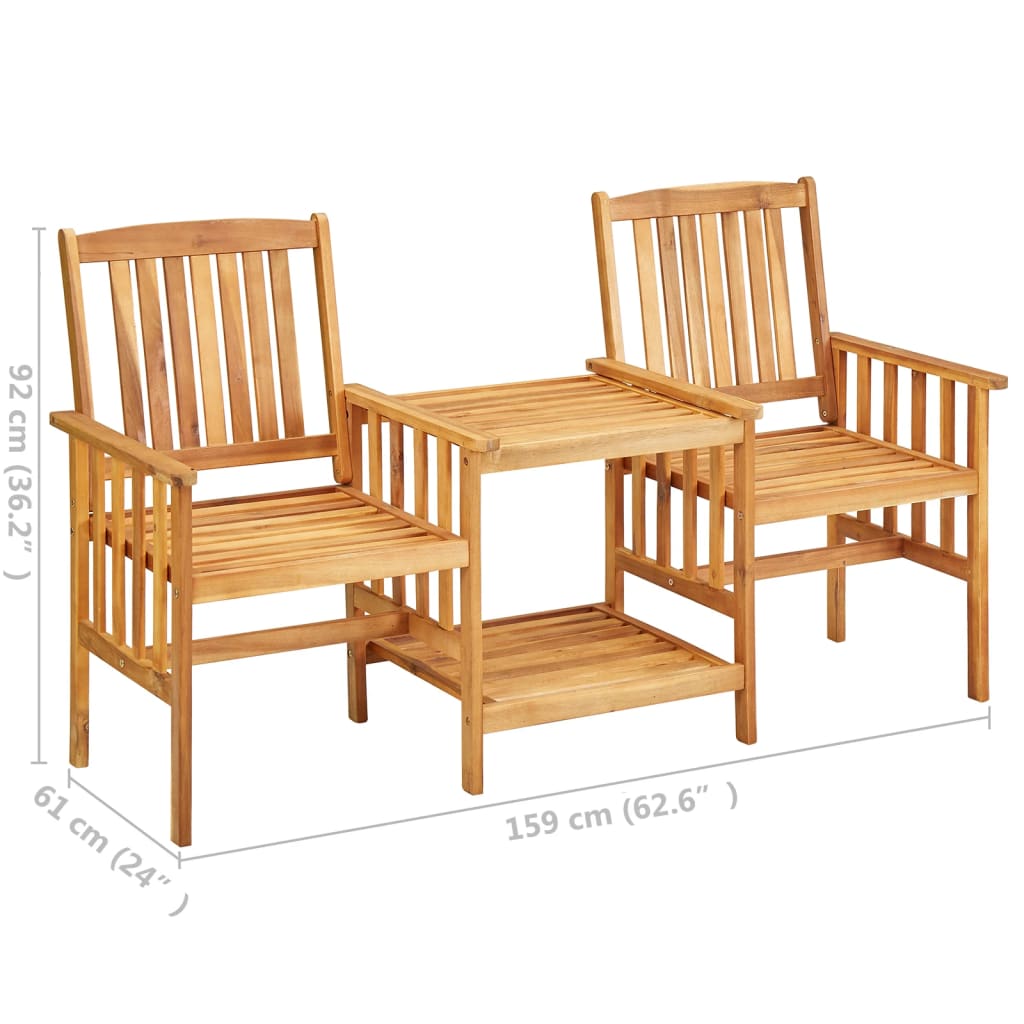 Tuinstoelen – Bistro Stoelen – Terrasstoelen – Houten Stoelen – Stoel Set – Massief Acaciahout – Compact Formaat 159x61x92 cm
