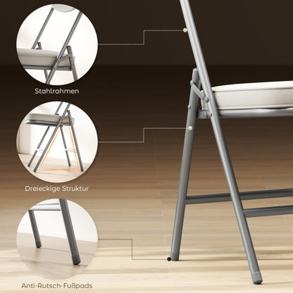 Campingstoel – Vouwstoel – Klapstoel – Kampeerstoel – Opvouwbare Stoel – Set van 4 – Met Gevoerde Rugleuning – Met Stalen Frame tot 120 kg