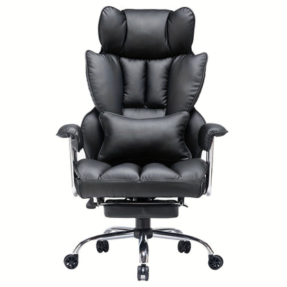 Bureaustoel – Office Chair – Desk Chair – Gaming Stoel – Werkstoel – Zwart – Draagkracht 400 kg – Verstelbare Rugleuning en Voetensteun