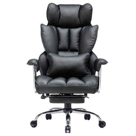 Bureaustoel – Office Chair – Desk Chair – Gaming Stoel – Werkstoel – Zwart – Draagkracht 400 kg – Verstelbare Rugleuning en Voetensteun
