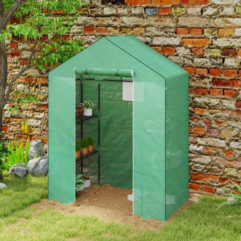 Kas – Tuinkasje – Kasje – Plantenkas – Groentekas – Winterproof – Met Ritsdeur en Ventilatieraampje – Stevig Stalen Frame – Transparante Panelen – Compact 143x74x190 cm