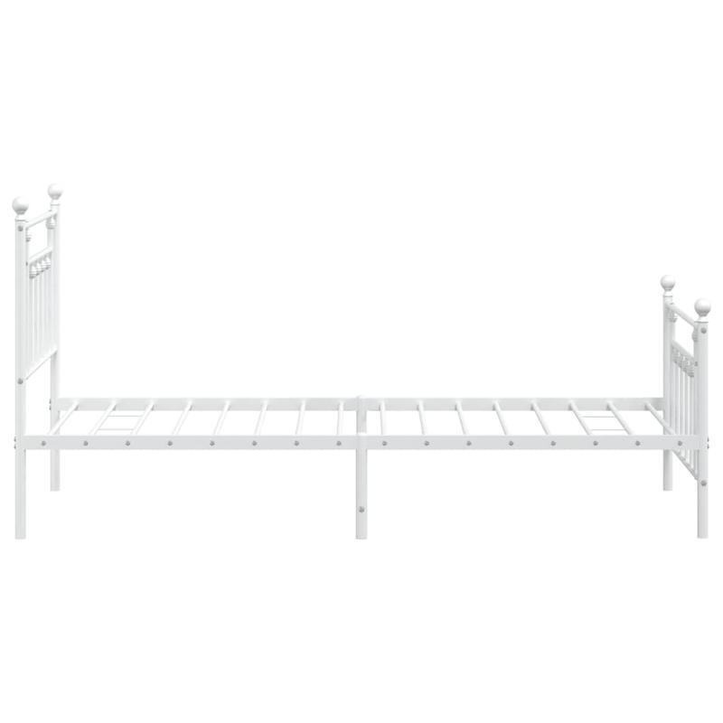 Bed Frame – Bedframe – Bedden – Slapen – Slaapkamermeubel – Metaal – Wit – 90x200 cm – Met Hoofdbord En Voetbord