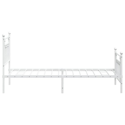 Bed Frame – Bedframe – Bedden – Slapen – Slaapkamermeubel – Metaal – Wit – 90x200 cm – Met Hoofdbord En Voetbord