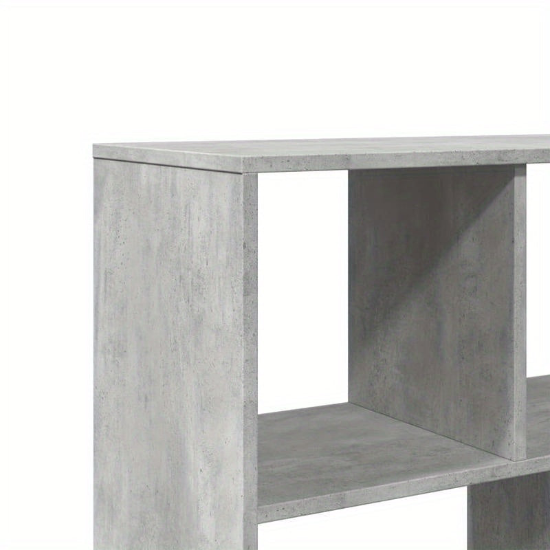 Spacious Gray Wooden Room Divider - 99.06cm x 33.02cm x 154.94cm - Perfect for Office, Bedroom, Living Room, Study - Durable Concrete-Treated Wood, Multi-Compartment Design, Room Space Divider|Minimalist Shelf Design|Sleek Co