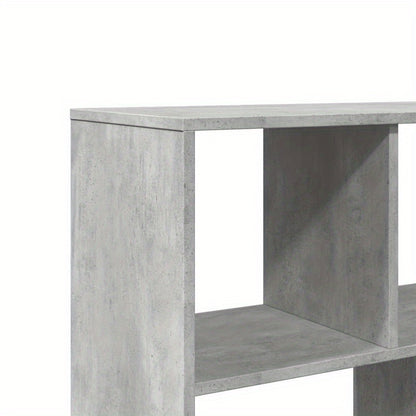 Spacious Gray Wooden Room Divider - 99.06cm x 33.02cm x 154.94cm - Perfect for Office, Bedroom, Living Room, Study - Durable Concrete-Treated Wood, Multi-Compartment Design, Room Space Divider|Minimalist Shelf Design|Sleek Co