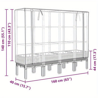 Plantenbak verhoogd met kashoes 160x40x140cm rattanlook