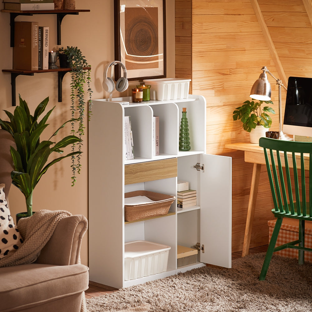 Boekenkast – Boekplank – Opbergkast – Vakkenkast – Ladenkast – Compact 72x110x30 cm – Laadvermogen tot 65 kg
