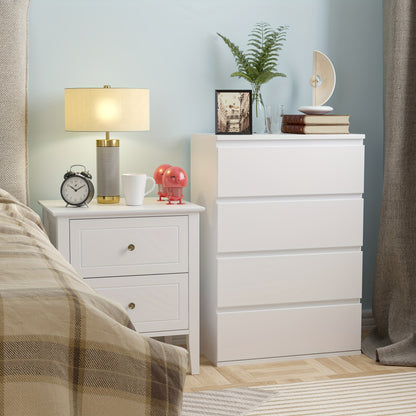 Ladekast – Dressoir – Opbergrek – Kledingkast – Sideboard – Wit – 4 Ruime Lades – MDF Met Waterafstotende Coating