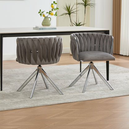 Velvet Dining Chairs, Featuring a Sturdy and Durable Metal Frame, 180° Swivel Function, and Ergonomic Back Support, Offer a Soft and Luxurious Feel, Perfect for Lounge Areas (set of Two).