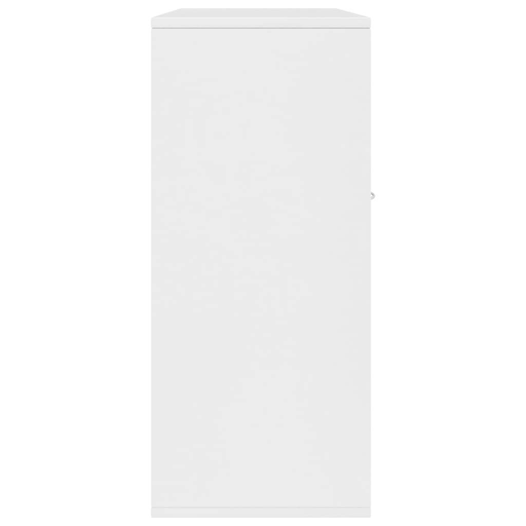 Dressoir – Kast – Opbergkast – Ladekast – Zijpaneelkastje – Wit – 88x30x70 cm – Massief Hout & Spaanplaat – Vloermontage