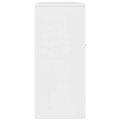 Dressoir – Kast – Opbergkast – Ladekast – Zijpaneelkastje – Wit – 88x30x70 cm – Massief Hout & Spaanplaat – Vloermontage