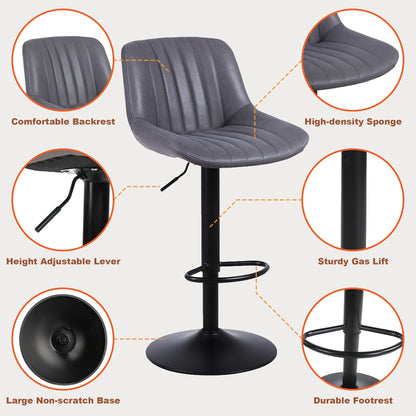 Barkruk – Barstoel – Kruk – Barstoeltje – Barkrukset 3-delig Donkergrijs – Hoogte Verstelbaar – Zachte Velvet Bekleding