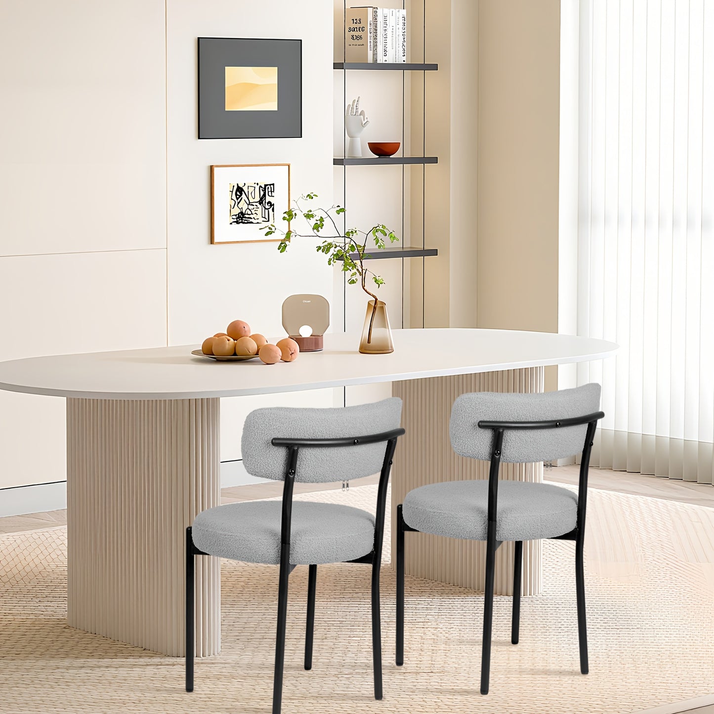 Fauteuil – Luxe Stoel – Eetkamerstoel – Vergaderstoel – Loungestoel – Kunstbont Bekleding – Hoge Rugleuning – Set van 2 – Comfortabel en Duurzaam