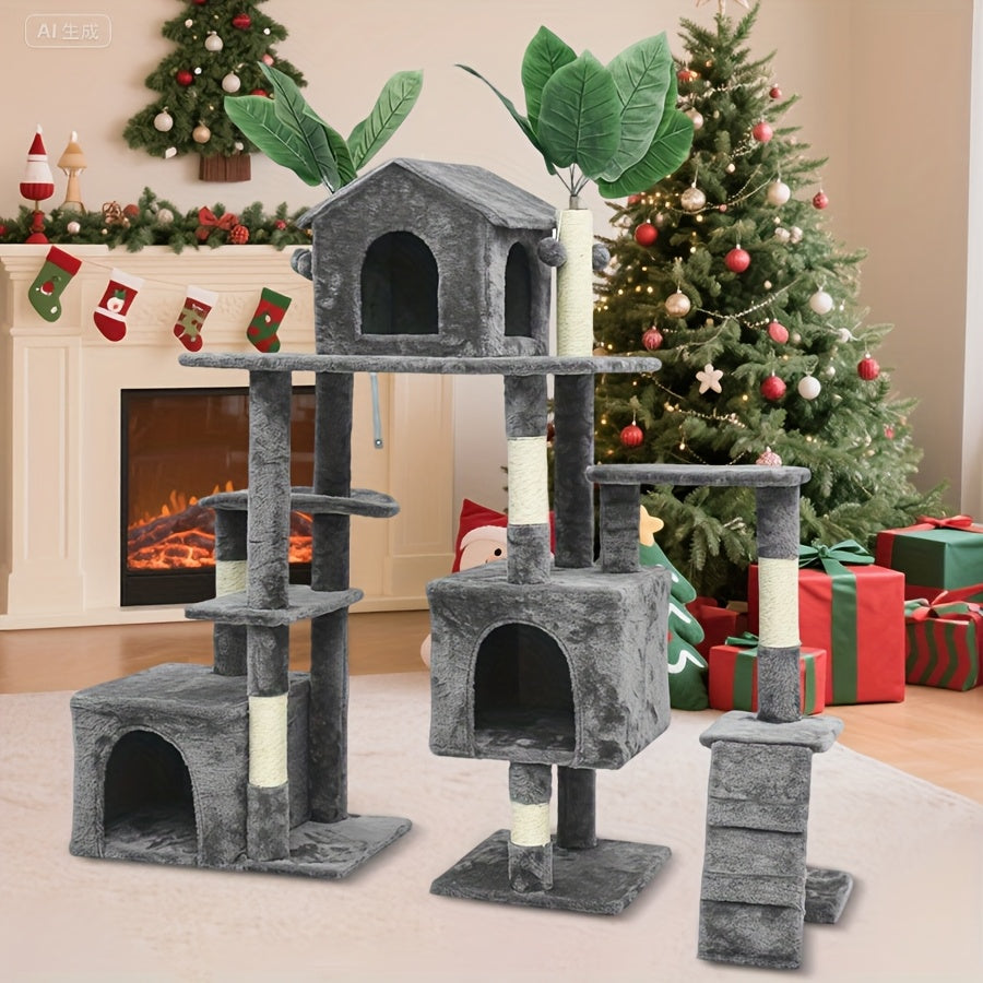 Krabpaal – Kattenboom – Kattenmeubel – Klimpaal – Krabmeubel – 150 cm Hoog – Houten Frame Met Zachte Bekleding - QUORE