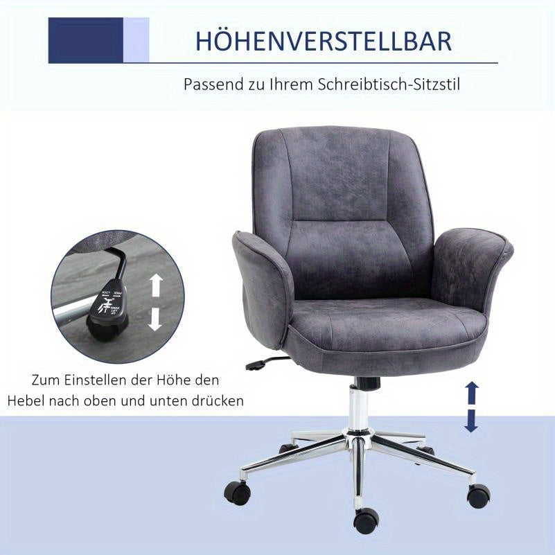 Bureaustoel – Office Chair – Ergonomische Stoel – Draaistoel – Bureaustoel – XXL Formaat – Met Schommelfunctie – Verstelbaar – Tot 120 kg – Grijs