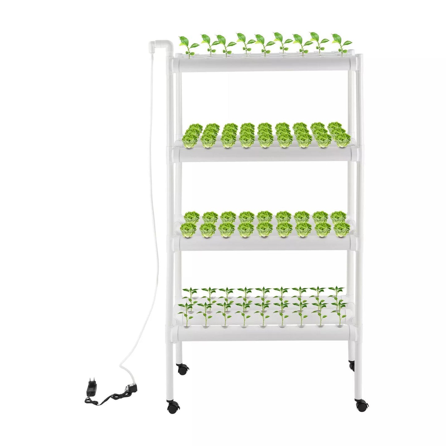 Hydroponicsysteem – Hydrocultuur Kweeksysteem – Hydrocultuur Rek – Hydroponic Kit – Indoor Tuin – 108 Plantplaatsen – Automatisch Watersysteem – Modern Wit Multi-etalage Ontwerp