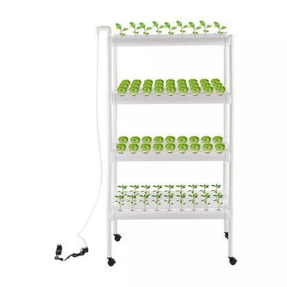 Hydroponicsysteem – Hydrocultuur Kweeksysteem – Hydrocultuur Rek – Hydroponic Kit – Indoor Tuin – 108 Plantplaatsen – Automatisch Watersysteem – Modern Wit Multi-etalage Ontwerp