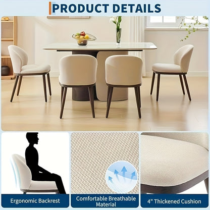 Eetkamerstoelen – Stoelen – Dinersstoelen – Zitmeubelen – Design Stoelen – Set van 2 Beige/ Zwart – Ergonomische Rugleuning – Stevige Houten Poten & Gemakkelijk Schoon Te Maken Stoffering