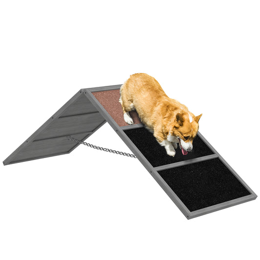 Hondenhindernis – Hondenagility – Behendigheidsparcours – Hondenparcours – Verstelbare Trainingsramp – A-Frame Ontwerp – Antislip Oppervlak – Geschikt Voor Alle Rassen – Grijs