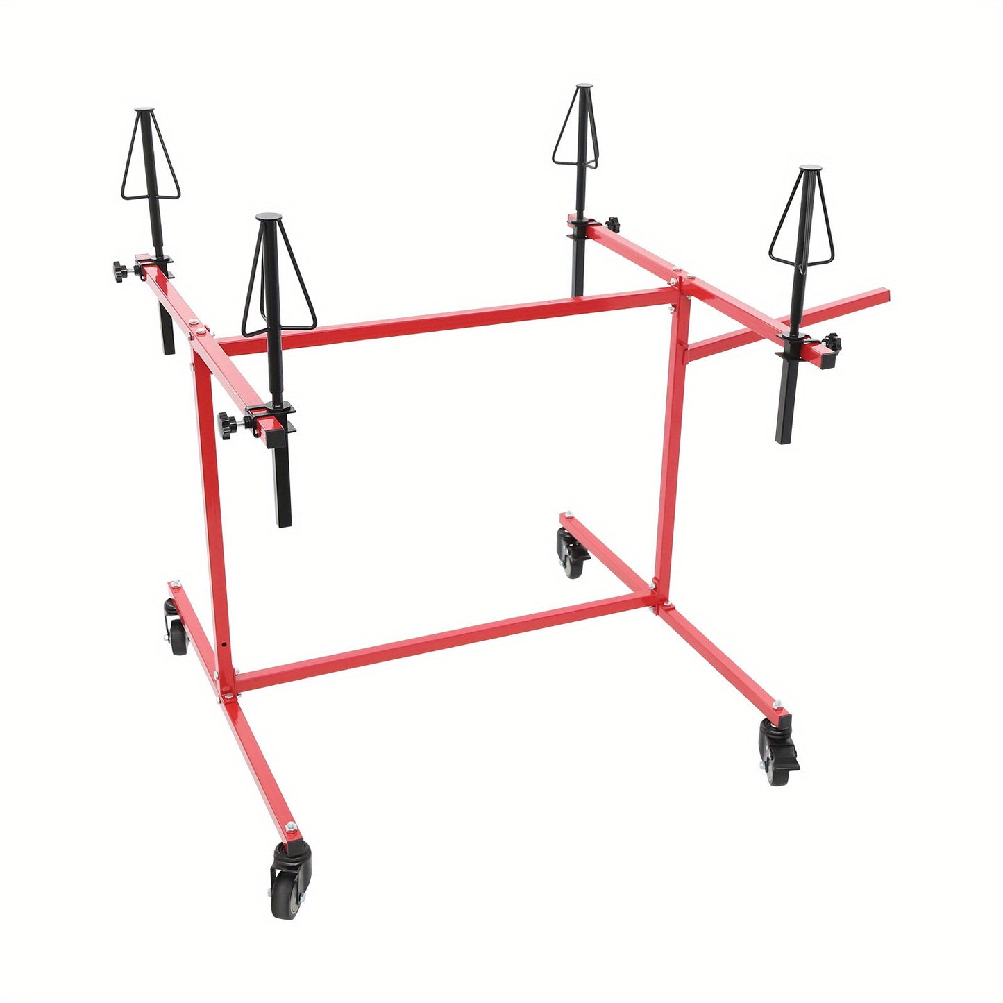 Roterend Wielverfspiraal – Verfspiraal – Wieldraaibaar – Verfstandaard – Autospuiterij Rek – Robuust Gegalvaniseerd Staal – Vergrendelbare Wielen – 80 cm Hoogte – 99,79 kg Draagvermogen – Rood