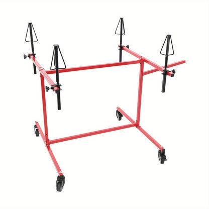 Roterend Wielverfspiraal – Verfspiraal – Wieldraaibaar – Verfstandaard – Autospuiterij Rek – Robuust Gegalvaniseerd Staal – Vergrendelbare Wielen – 80 cm Hoogte – 99,79 kg Draagvermogen – Rood