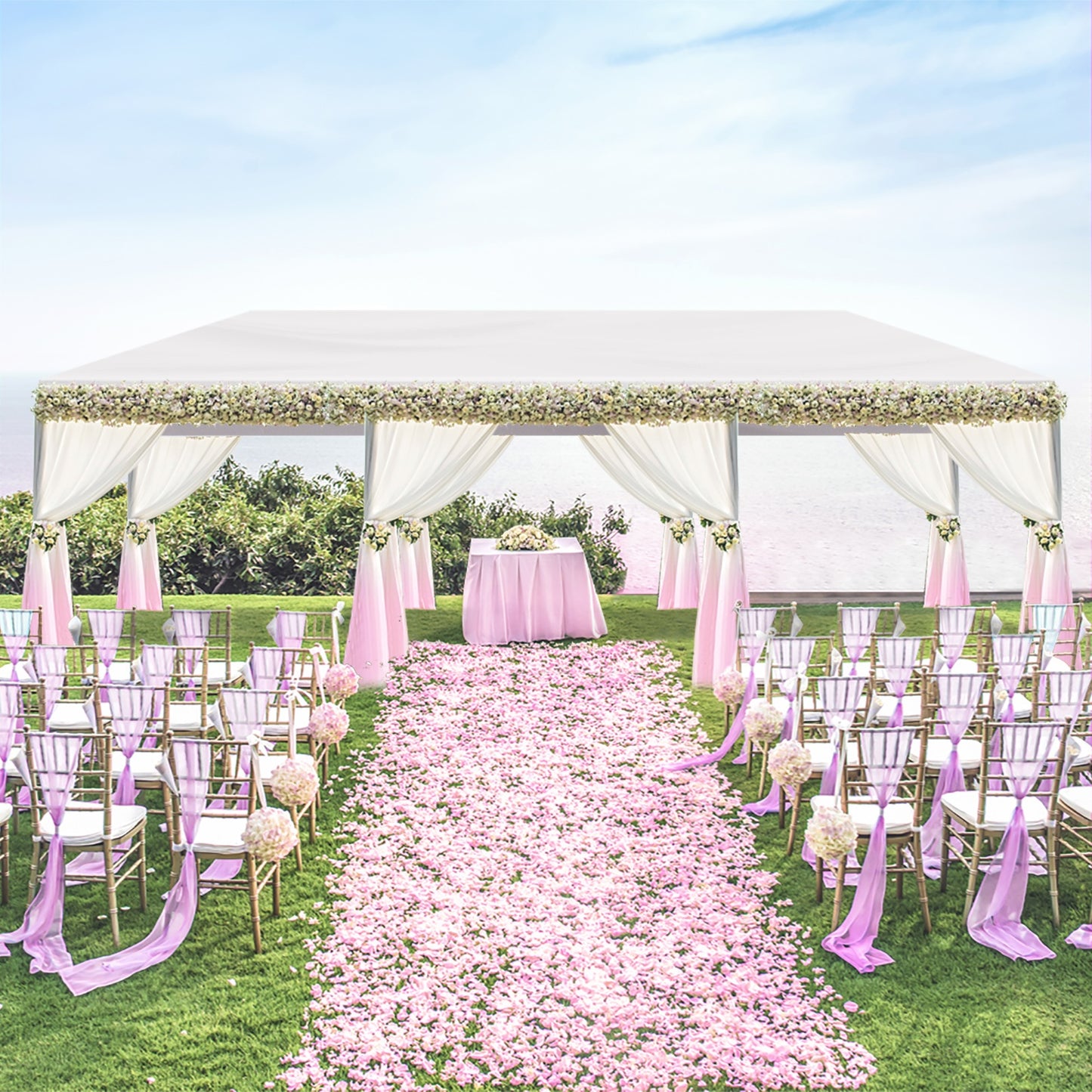 Pergola – Overkapping – Tent – Zonwering – Kiosk – 3,05x9,14 m – Stevig IJzeren Frame – Waterafstotend PE Doek